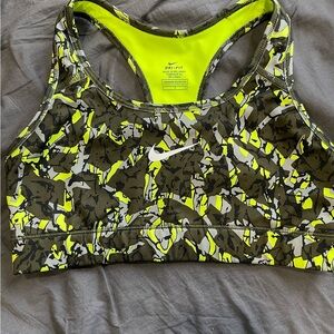Nike Women's Camouflage Sports Bra - Black and Yellow